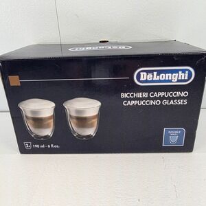 DeLonghi Double Wall Cappuccino Glasses Set of 2 190ml 6 fl oz Borosilicate